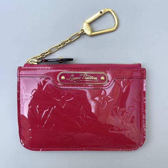 Louis Vuitton Cranberry Pink Vernis Pochette Key Cles Card Case Coin Purse